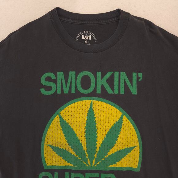 The Kayo Corp Smokin Super Chronic Crew Neck Graphic T Shirt Mens Size XL Black - Picture 1 of 9